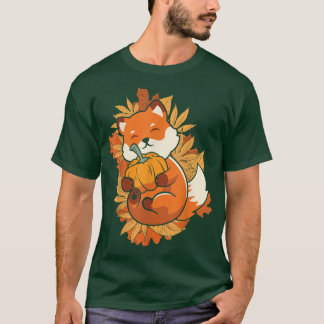 Zoo Animal Fo Autumn Falling Leaves Forest Animal  T-Shirt