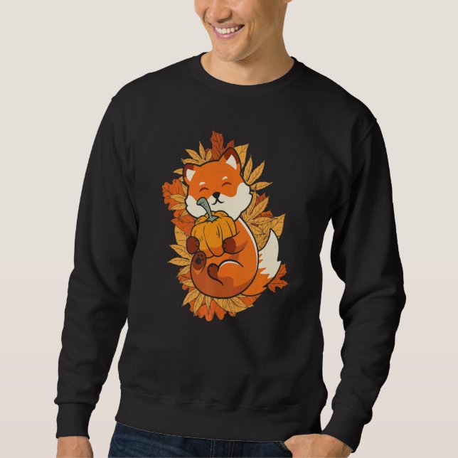 Zoo Animal Fox Autumn Falling Leaves Forest Animal Sweatshirt (Front)