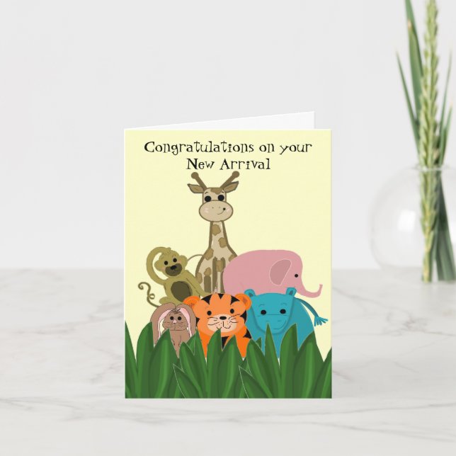 Zoo Animal New Baby congratulations Card (Front)