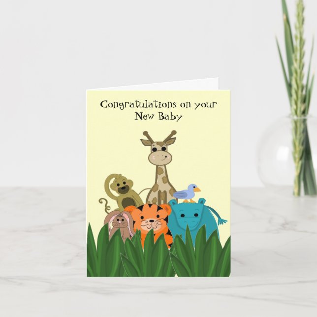 Zoo Animal New Baby Congratulations Card (Front)