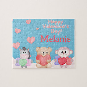 Zoo Animal Valentine's Day Custom Kid Puzzle 