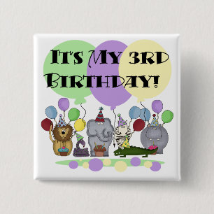 Zoo Animals 3rd Birthday Tshirts and Gifts 15 Cm Square Badge