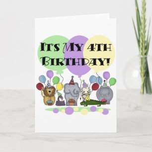 Zoo Animals 4th Birthday Tshirts and Gifts Card
