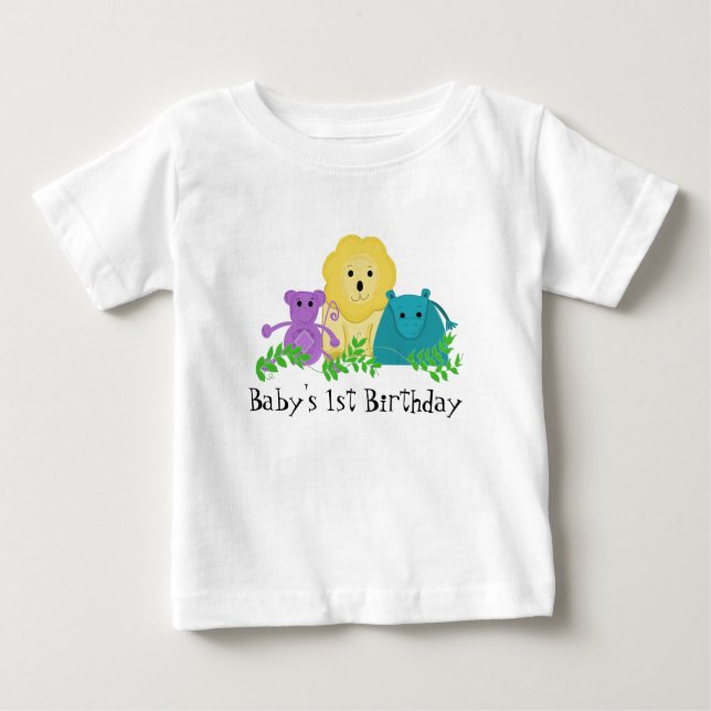 Zoo Animals Baby's 1st Birthday Baby T-Shirt (Front)
