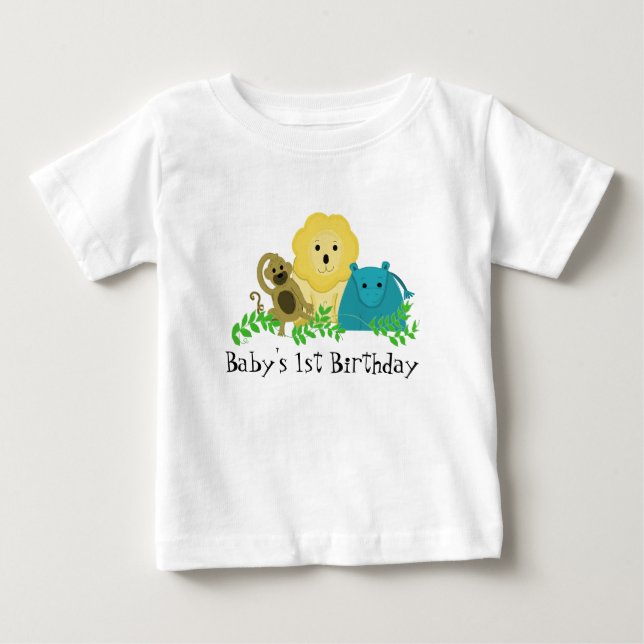 Zoo Animals Baby's 1st Birthday Baby T-Shirt (Front)