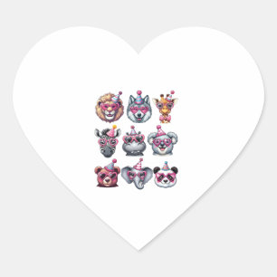 Zoo Animals Birthday Party Wildlife Lovers Boys Gi Heart Sticker