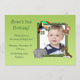 Zoo Animals Birthday Photo Invitation