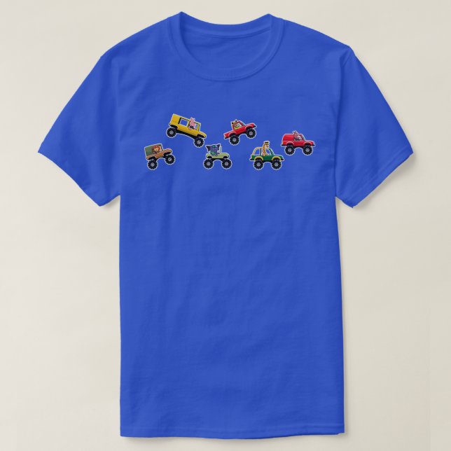 Zoo Animals Monster Trucks Stunts T-Shirt (Design Front)