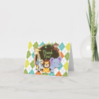 Zoo Animals on Colorful Argyle