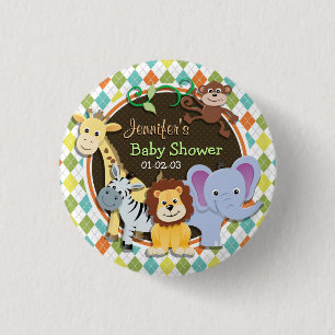 Zoo Animals on Colourful Argyle 3 Cm Round Badge