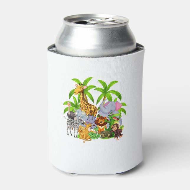 Zoo Animals Safari Wildlife Birthday Party A Day A Can Cooler (Can Front)