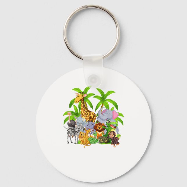 Zoo Animals Safari Wildlife Birthday Party A Day A Key Ring (Front)