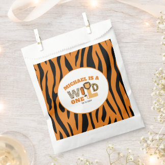 ZOO Animals Tiger Stripes WILD ONE 1st Birthday  Favour Bag