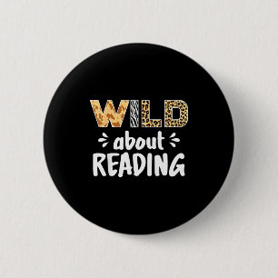 Zoo animals wild about reading books reader lover 6 cm round badge