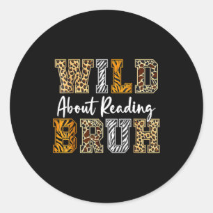 Zoo animals wild about reading books reader lover classic round sticker