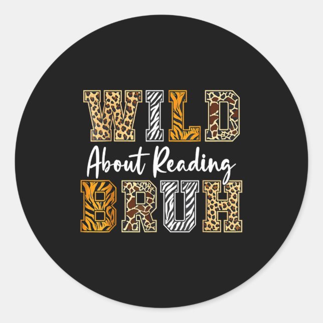 Zoo animals wild about reading books reader lover classic round sticker (Front)