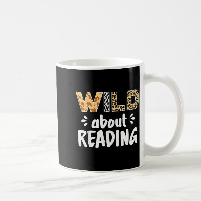 Zoo animals wild about reading books reader lover coffee mug (Right)