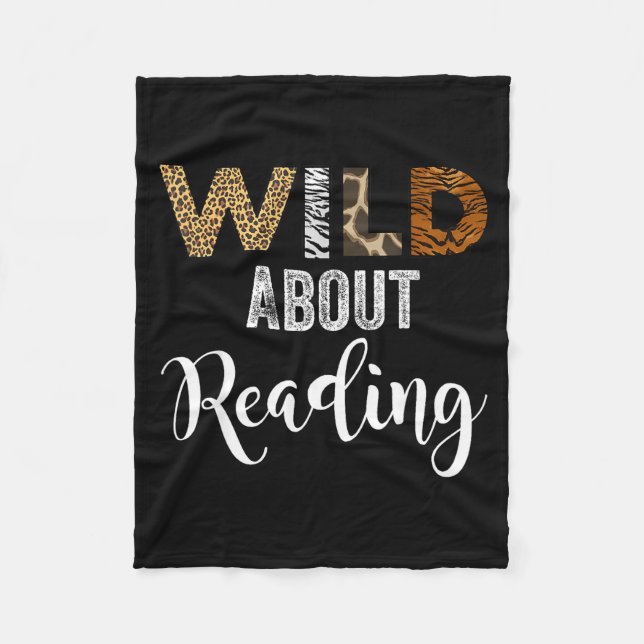 Zoo animals wild about reading books reader lover fleece blanket (Front)