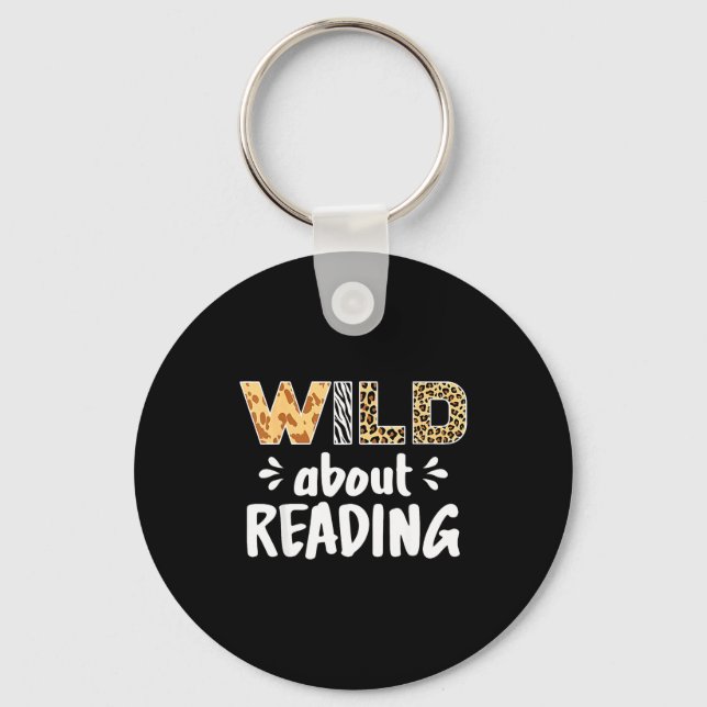 Zoo animals wild about reading books reader lover key ring (Front)