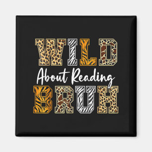 Zoo animals wild about reading books reader lover magnet