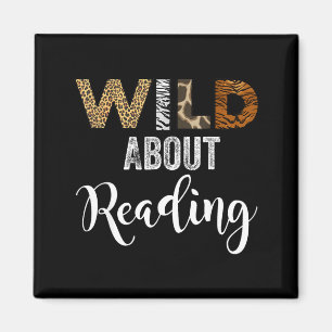 Zoo animals wild about reading books reader lover magnet