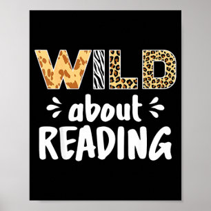 Zoo animals wild about reading books reader lover poster