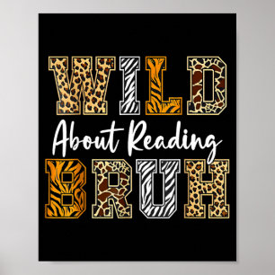 Zoo animals wild about reading books reader lover poster