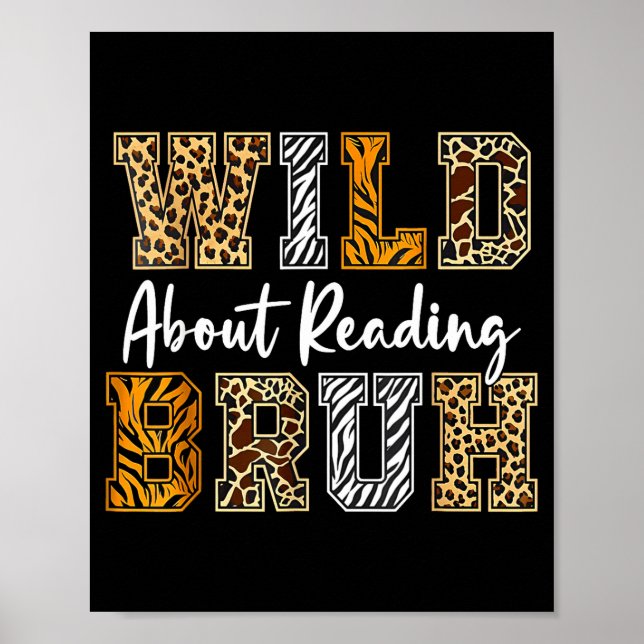 Zoo animals wild about reading books reader lover poster (Front)