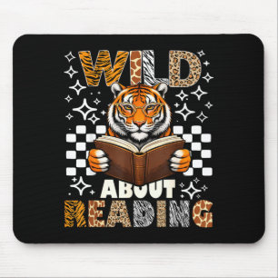 Zoo animals wild about reading books tiger boy mouse pad