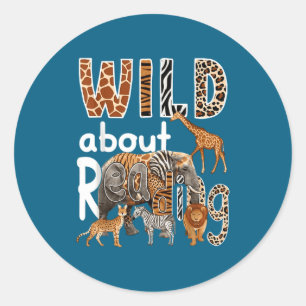 Zoo Animals Wild About Reading Classic Round Sticker