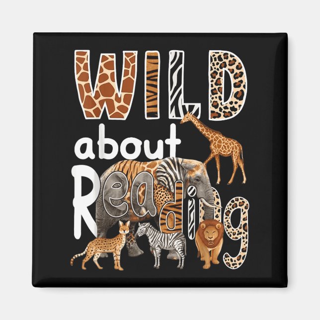 Zoo Animals Wild About Reading Magnet (Front)