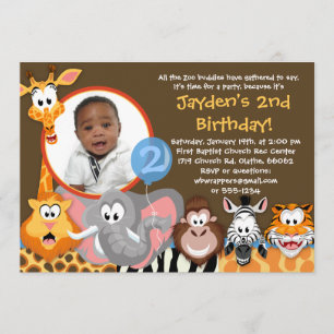 Zoo Animals - Wild Animals Birthday Invitation