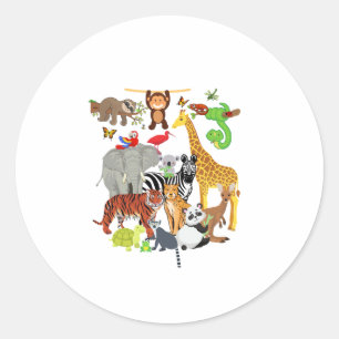 Zoo Animals Wildlife Birthday Party Zoo Day 26 Ani Classic Round Sticker