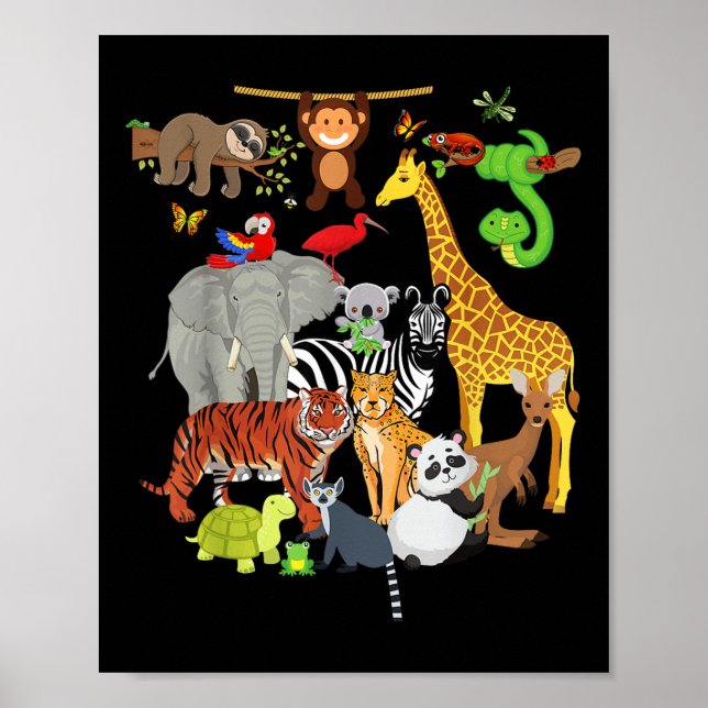 Zoo Animals Wildlife Birthday Party Zoo Day 26 Ani Poster (Front)