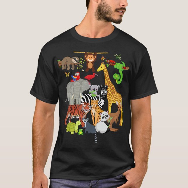 Zoo Animals Wildlife Birthday Party Zoo Day 26 Ani T-Shirt (Front)