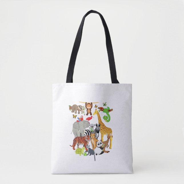 Zoo Animals Wildlife Birthday Party Zoo Day 26 Ani Tote Bag (Front)