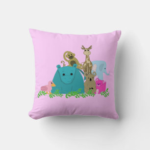 Zoo Animals with Vines Cushion