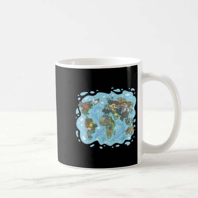 Zoo Animals World Map Planet Earth Ecological Syst Coffee Mug (Right)