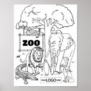 Zoo Art Colouring Art Zoo Birthday Worksheet Activ Poster