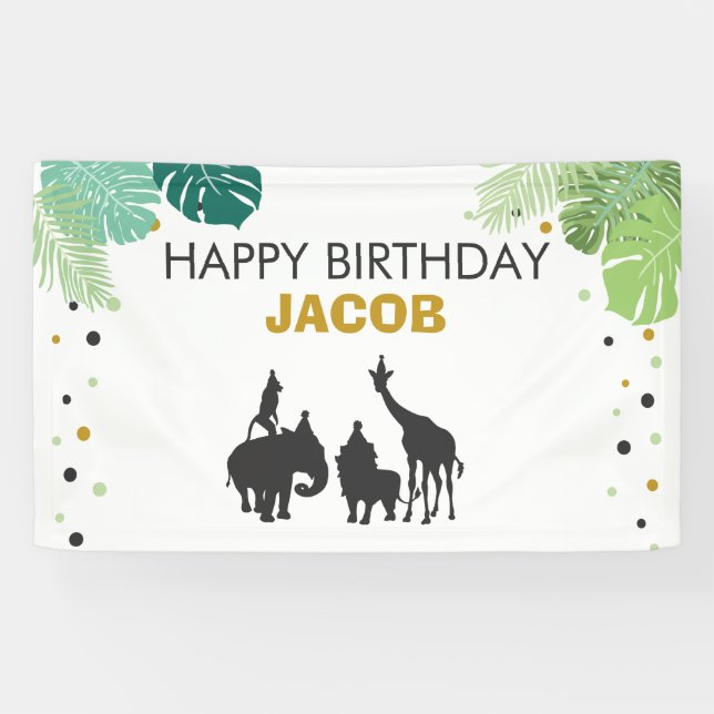 Zoo birthday banner Safari Jungle animals party (Horizontal)