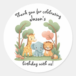 Zoo Birthday Classic Round Sticker