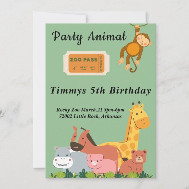 Zoo Birthday Invitation (Front)