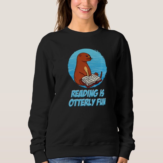 Zoo Book Animal  Bookworm  Sea Otter Reading Sweatshirt (Front)