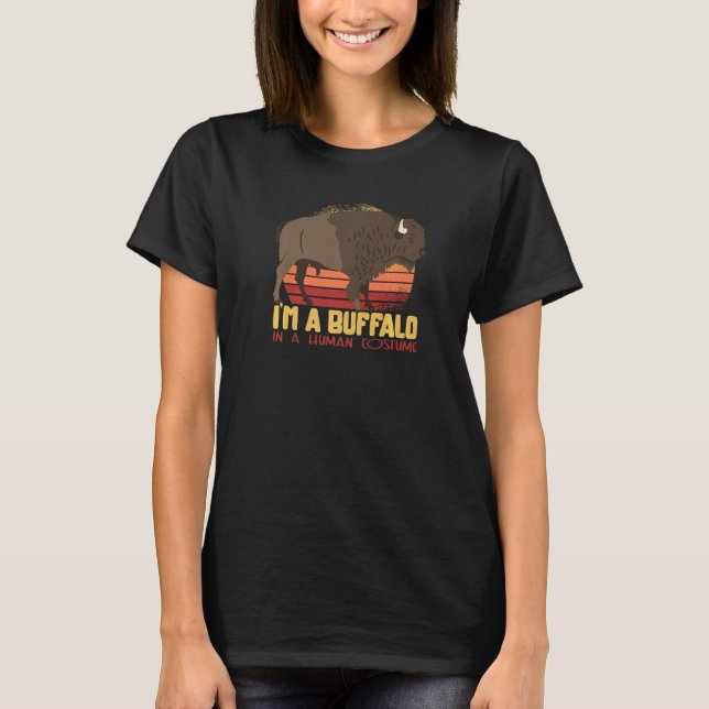 Zoo Costume Animal  Friends  Buffalo Retro Theme T-Shirt (Front)