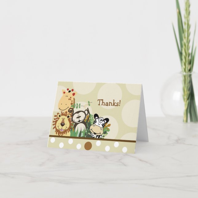 ZOO CREW Animals (Tan) Folded thank you note Card (Front)