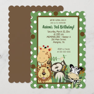 Zoo Crew Jungle Animal Birthday Invitation Die Cut