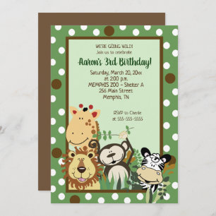 Zoo Crew Jungle Animals Birthday Invitation