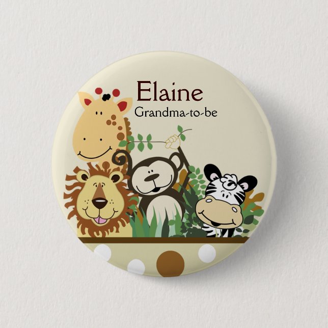 ZOO CREW JUNGLE NAME TAG Personalised Button (Front)