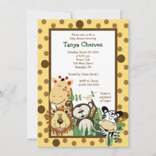 ZOO CREW Jungle Safari Baby Shower 5x7 Invitation