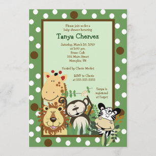 ZOO CREW Jungle Safari Baby Shower 5x7 Invitation
